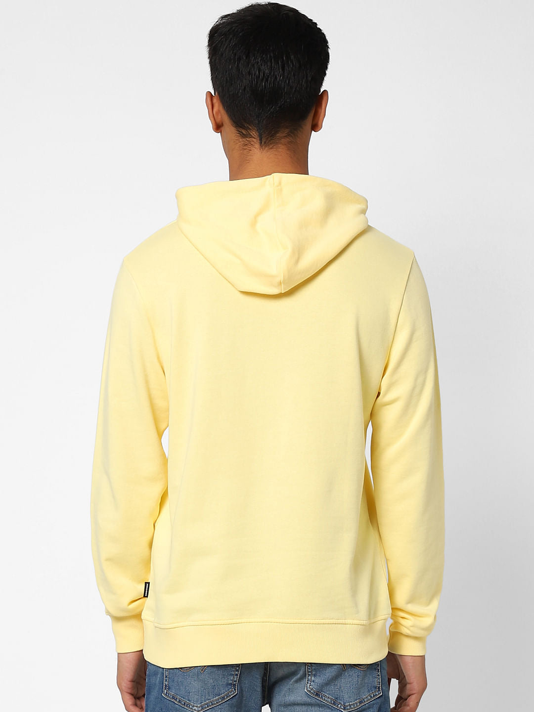 Yellow Logo Print Hooded Sweatshirt