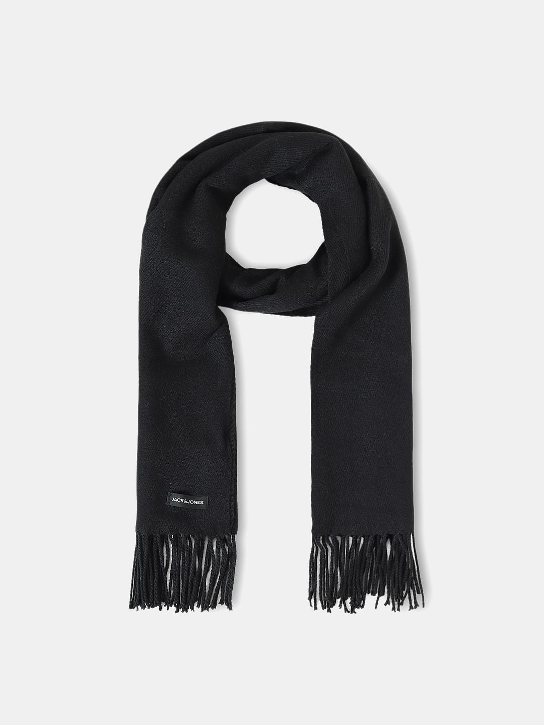 Black Woven Fringe Detail Scarf