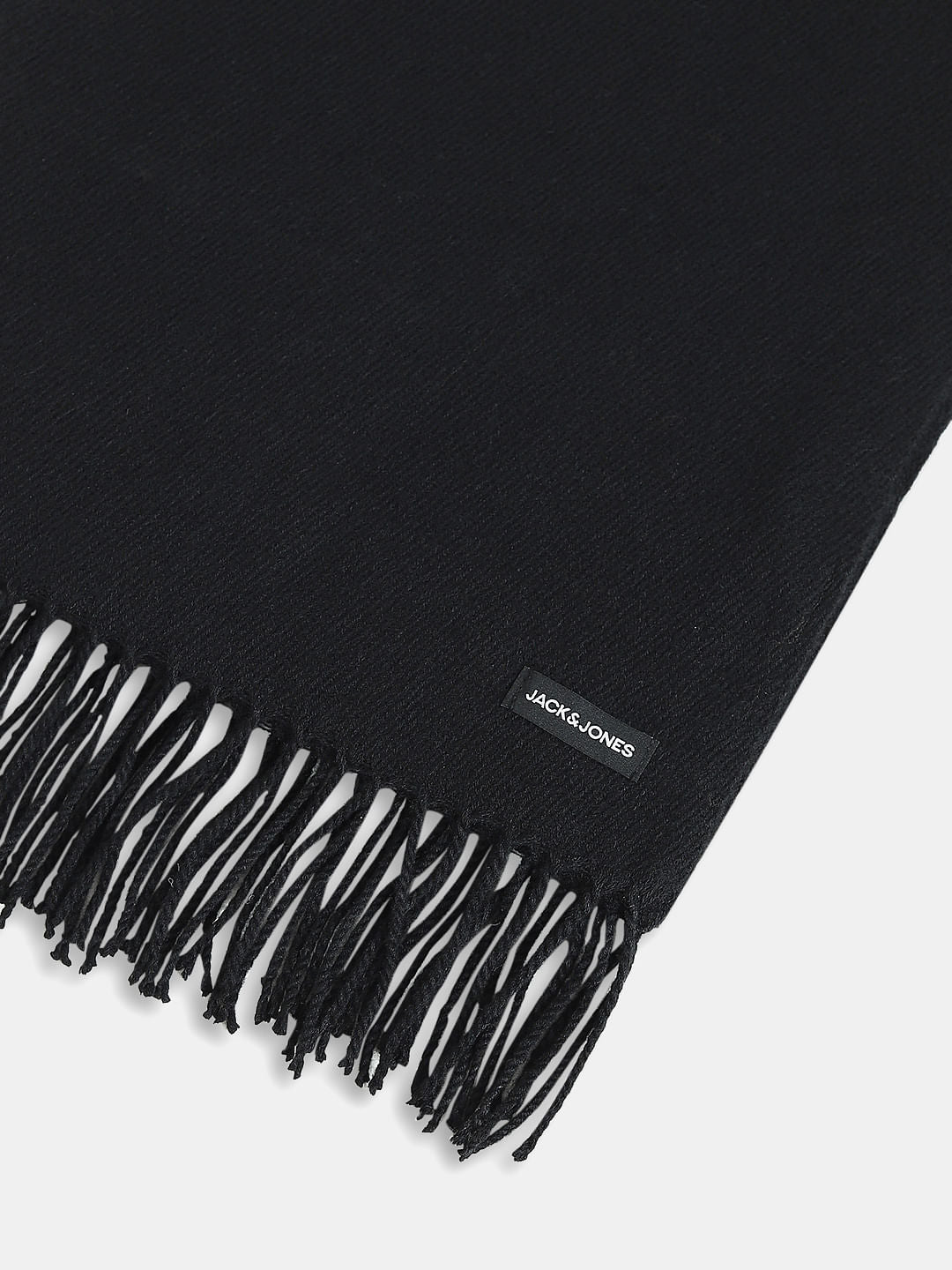 Black Woven Fringe Detail Scarf