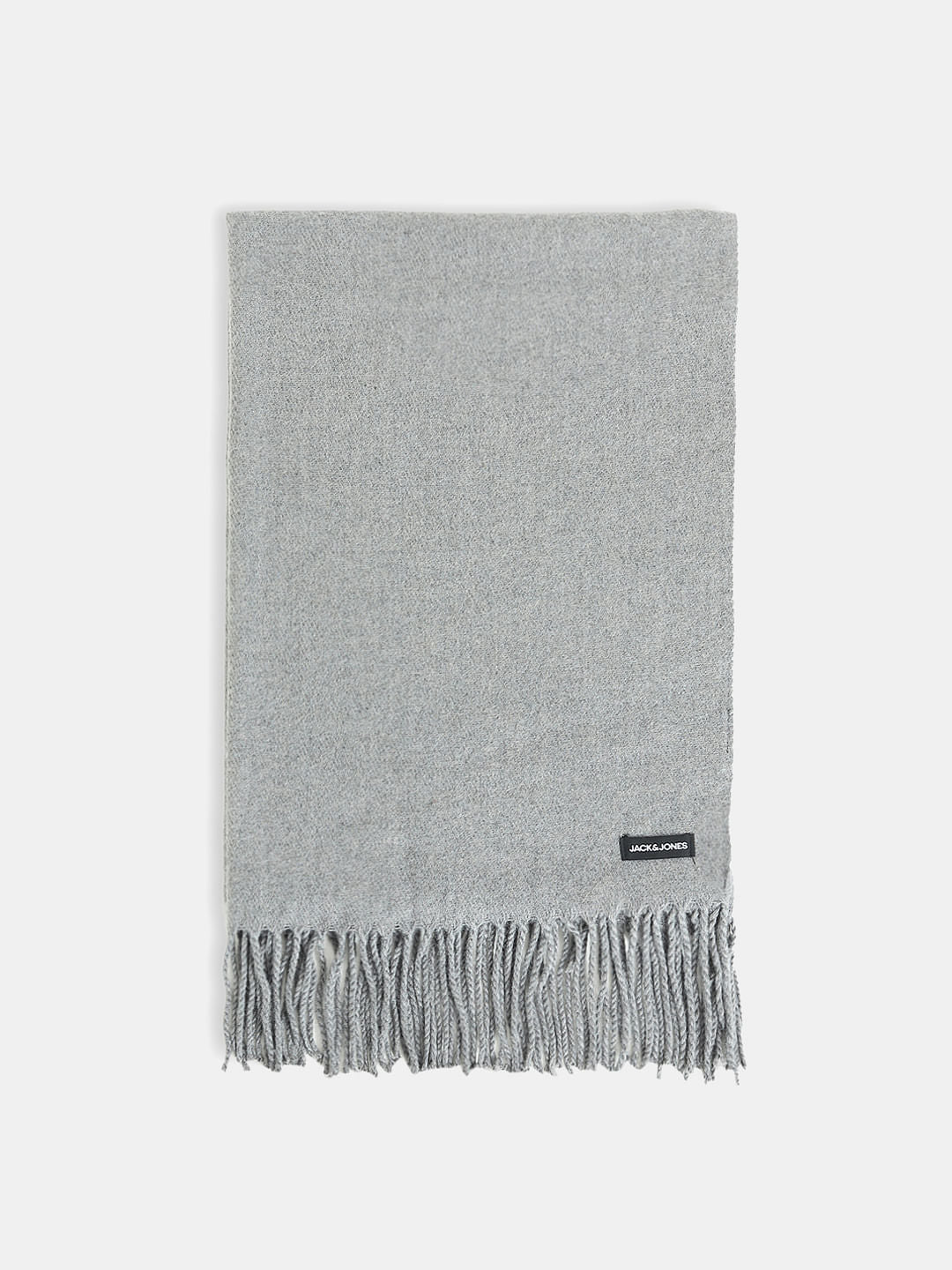 Grey Woven Fringe Detail Scarf