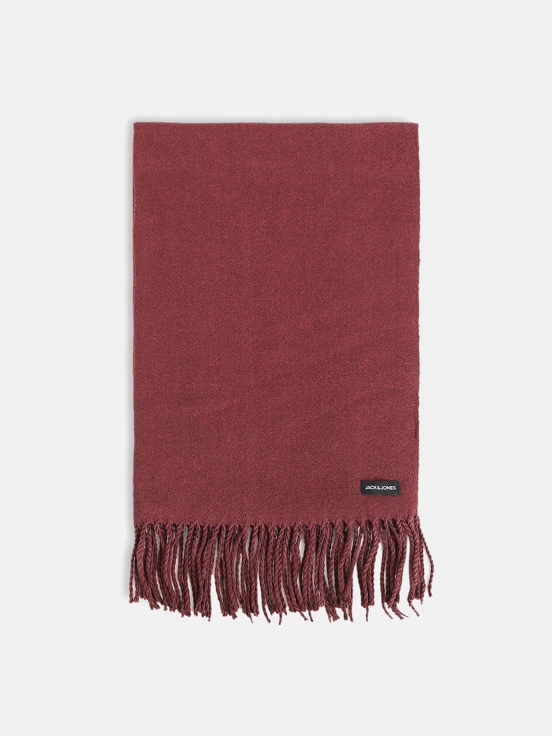 Red Woven Fringe Detail Scarf - ONE