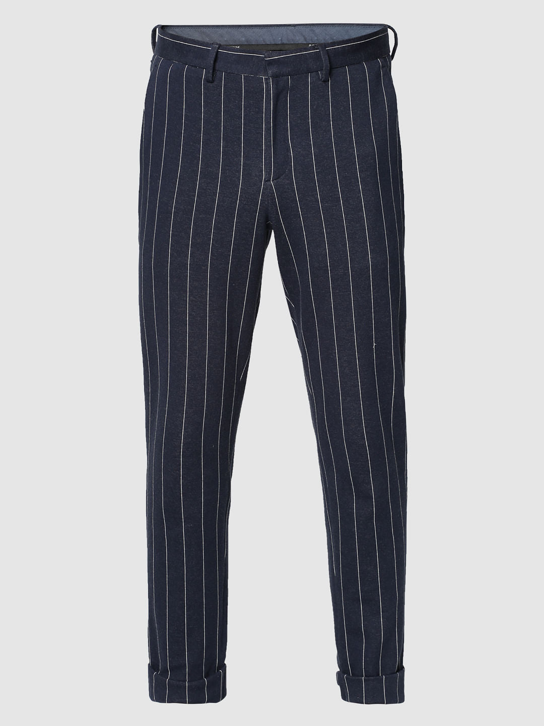 Blue Striped Slim Fit Trousers