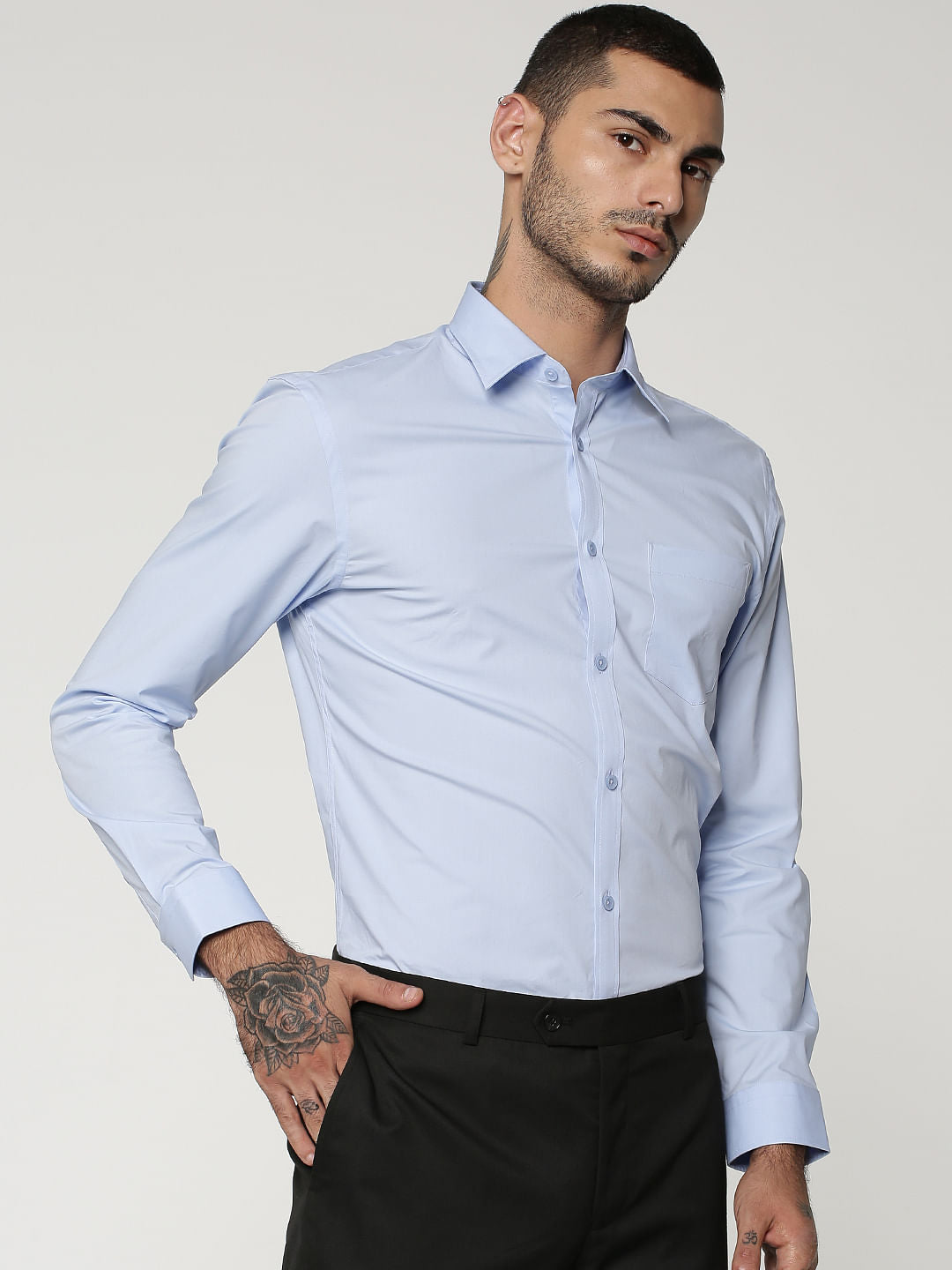Light Blue Formal Full Sleeves Shirt - XS