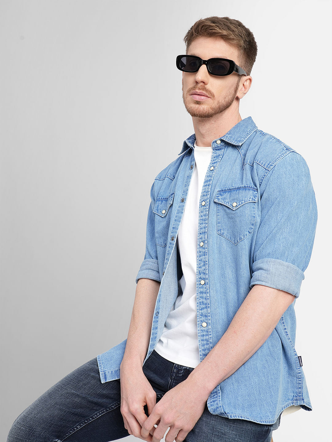 Blue Denim Full Sleeves Shirt - S