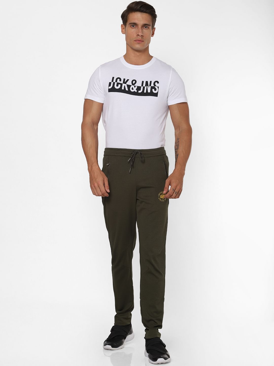 Green Logo Print Trackpants - M