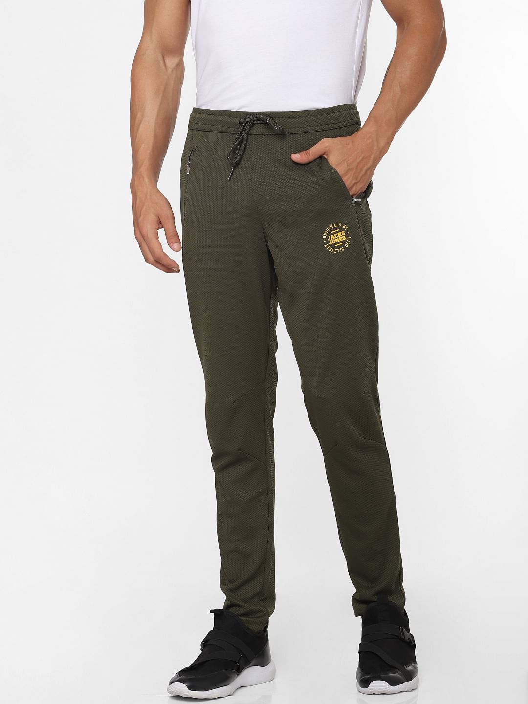 Green Logo Print Trackpants