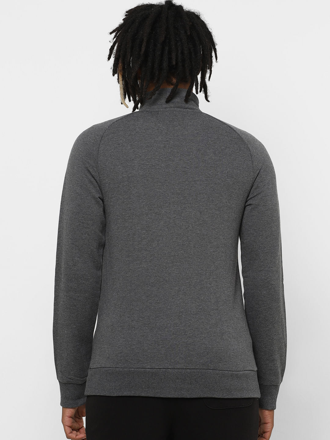 Grey High Neck Zip Up Sweatshirt
