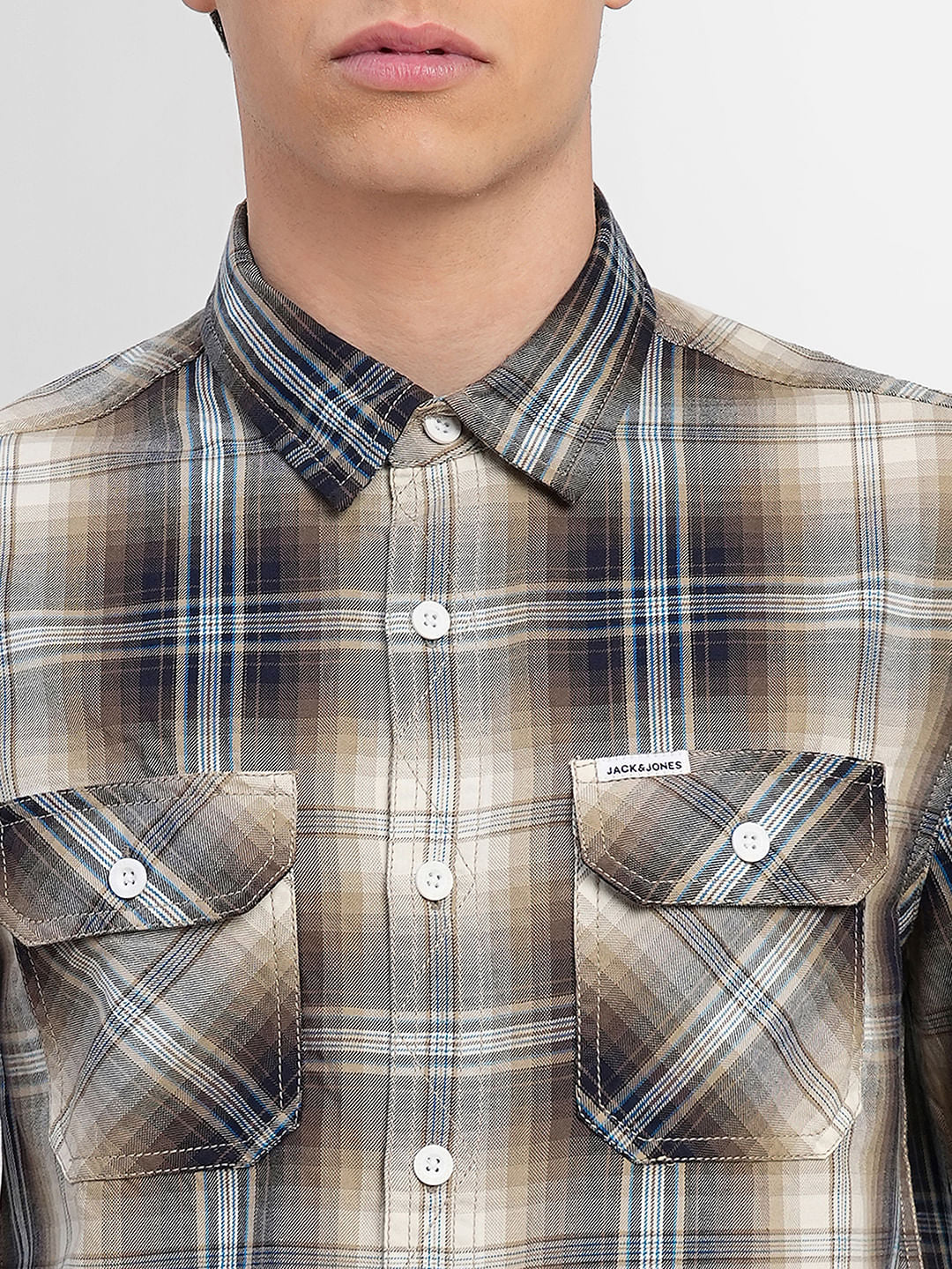 Brown Check Full Sleeves Shirt