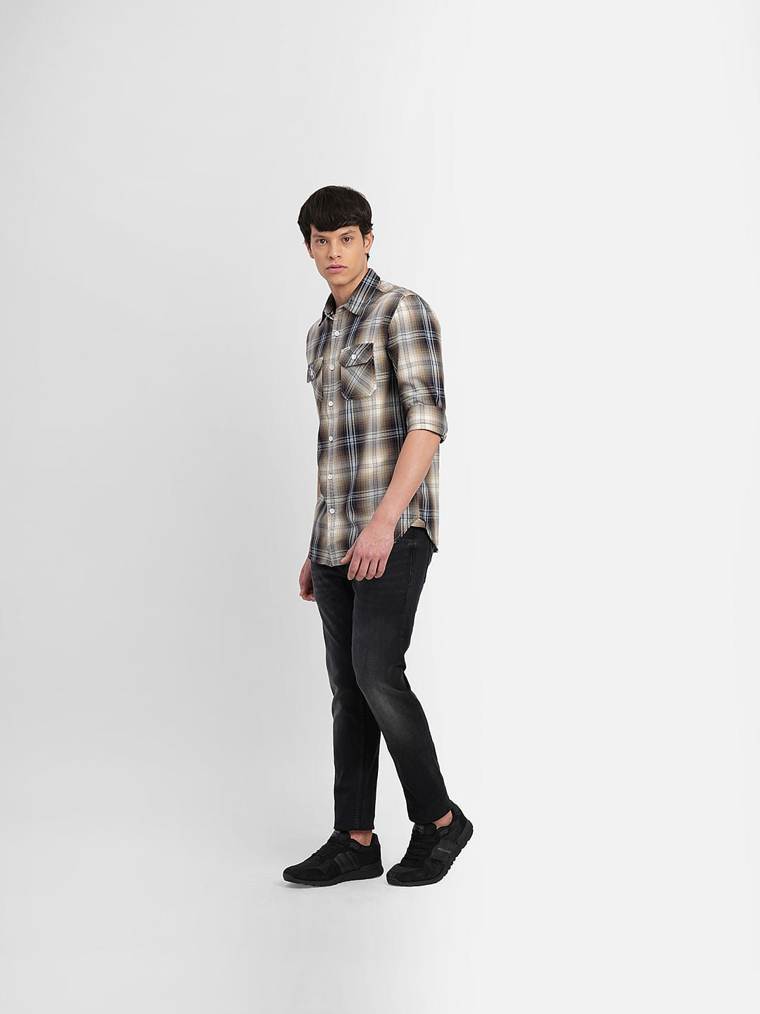 Brown Check Full Sleeves Shirt