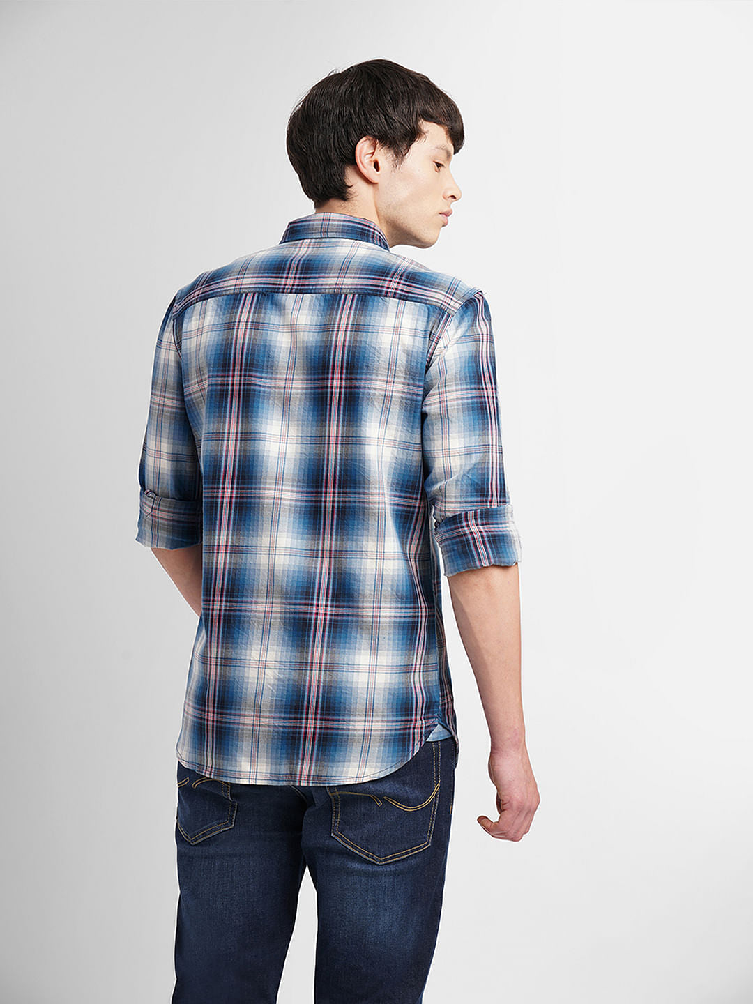 Dark Blue Check Full Sleeves Shirt