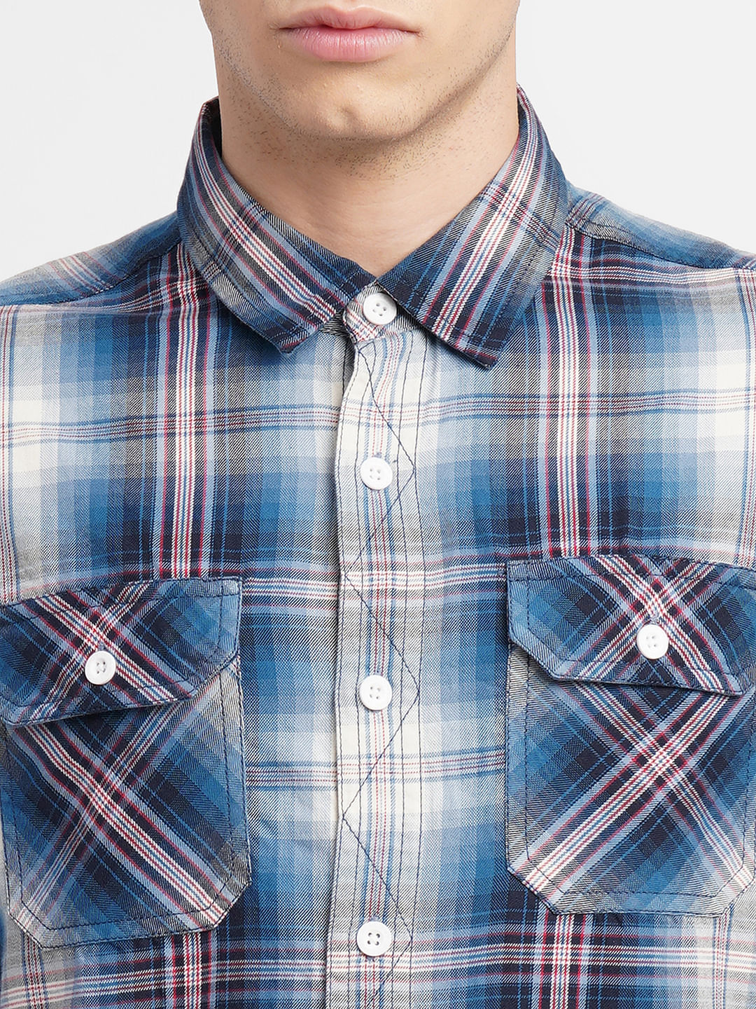 Dark Blue Check Full Sleeves Shirt