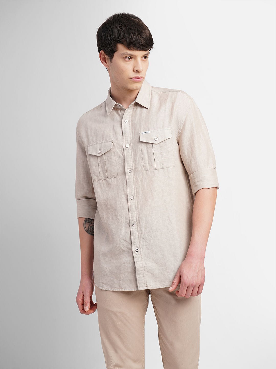 Beige Full Sleeves Shirt