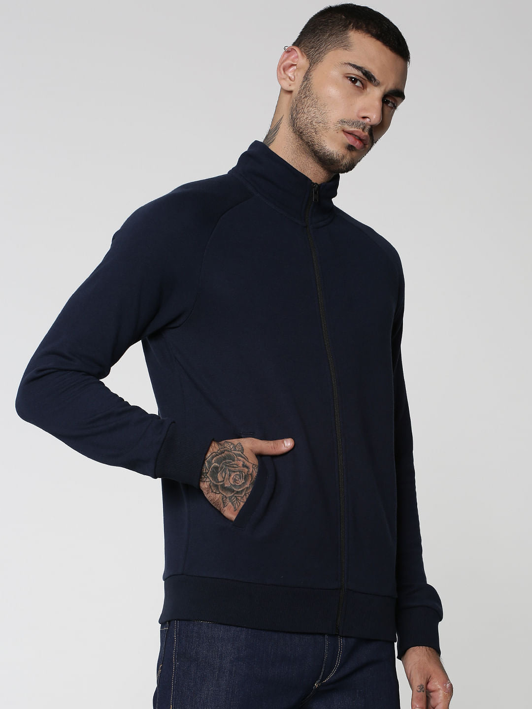 Navy Blue Zip Up Sweatshirt
