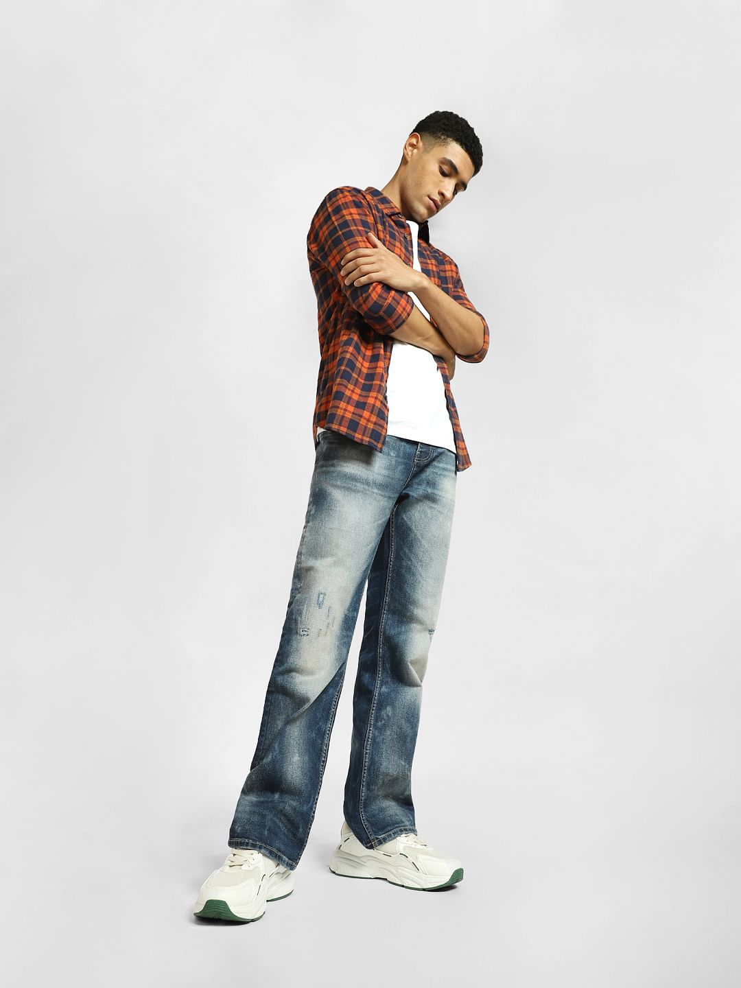 Blue High Rise Washed Bootcut Jeans - 28/30