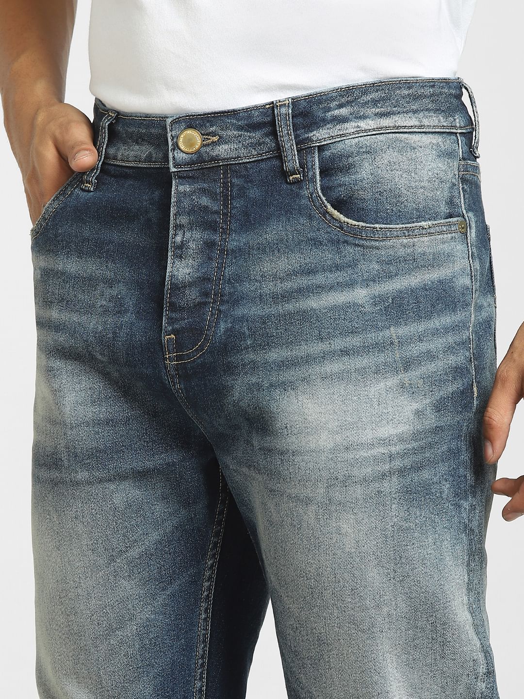 Blue High Rise Washed Bootcut Jeans
