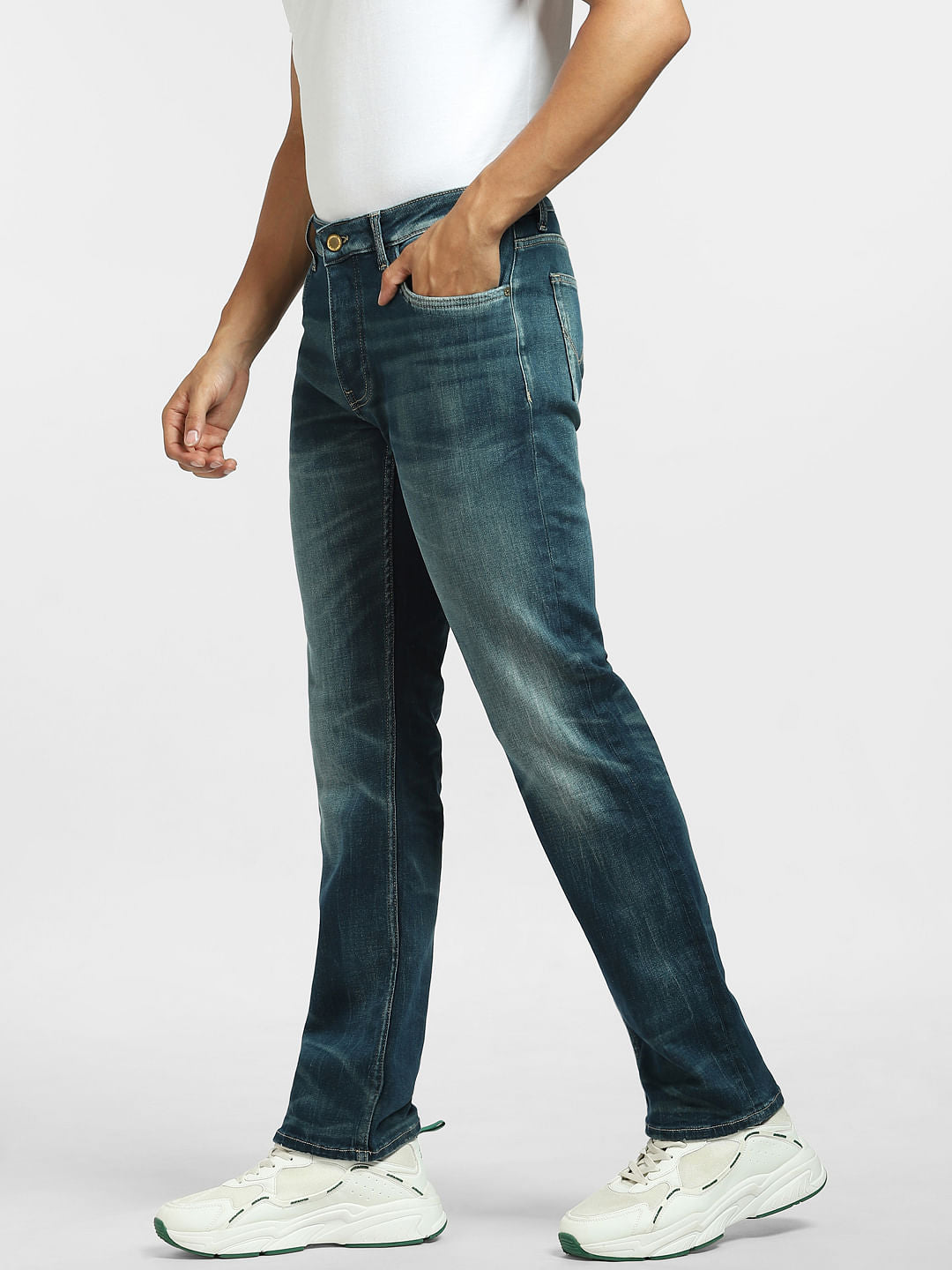 Blue Low Rise Clark Regular Jeans