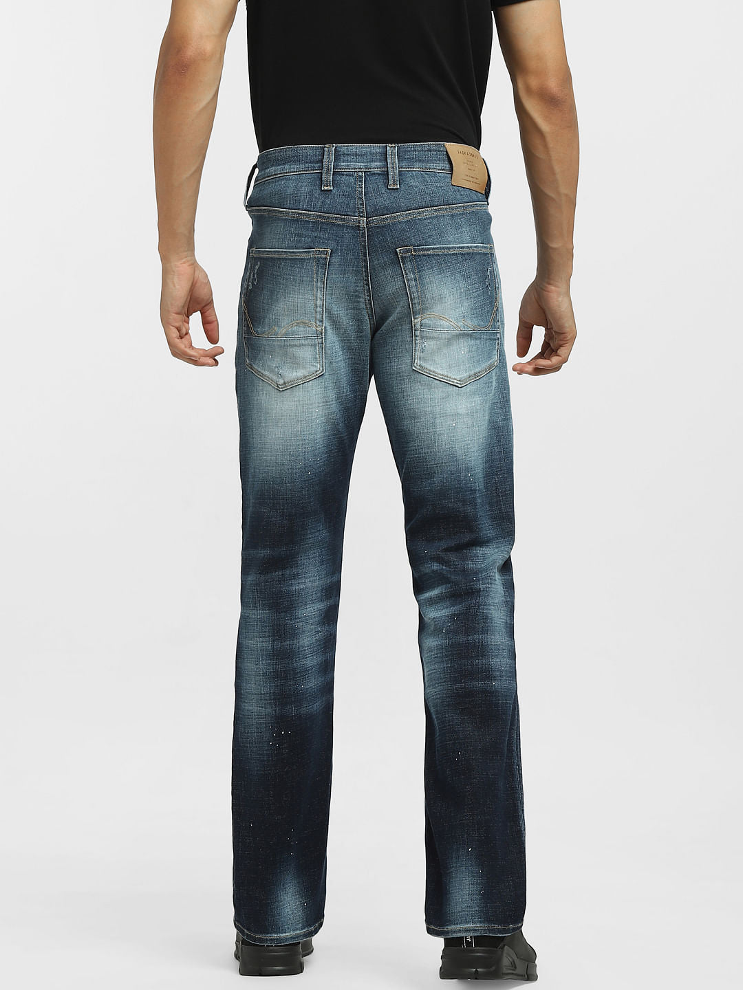 Blue Mid Rise Ripped Clark Regular Jeans