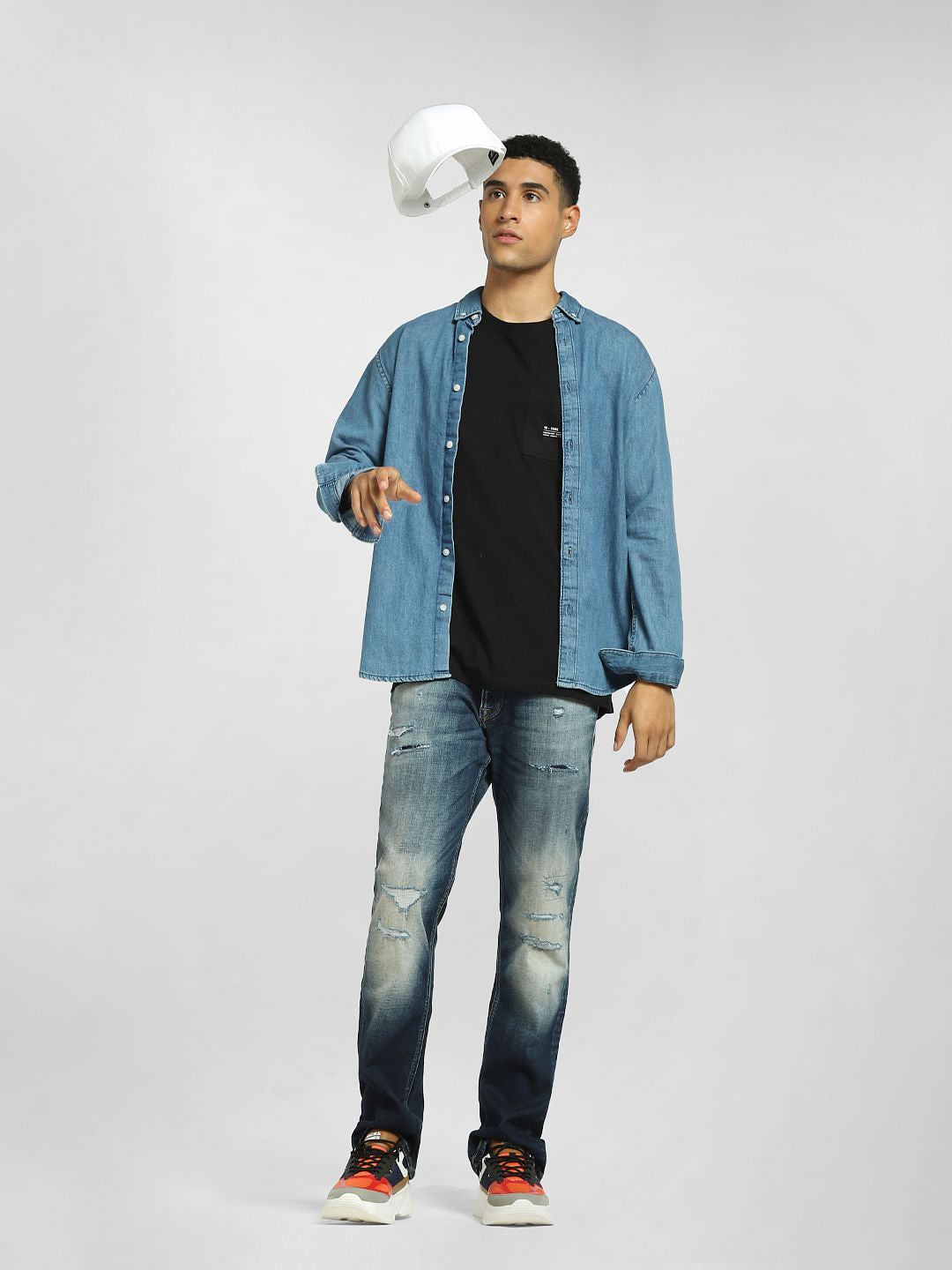 Blue Low Rise Ripped Clark Regular Jeans - 28/30