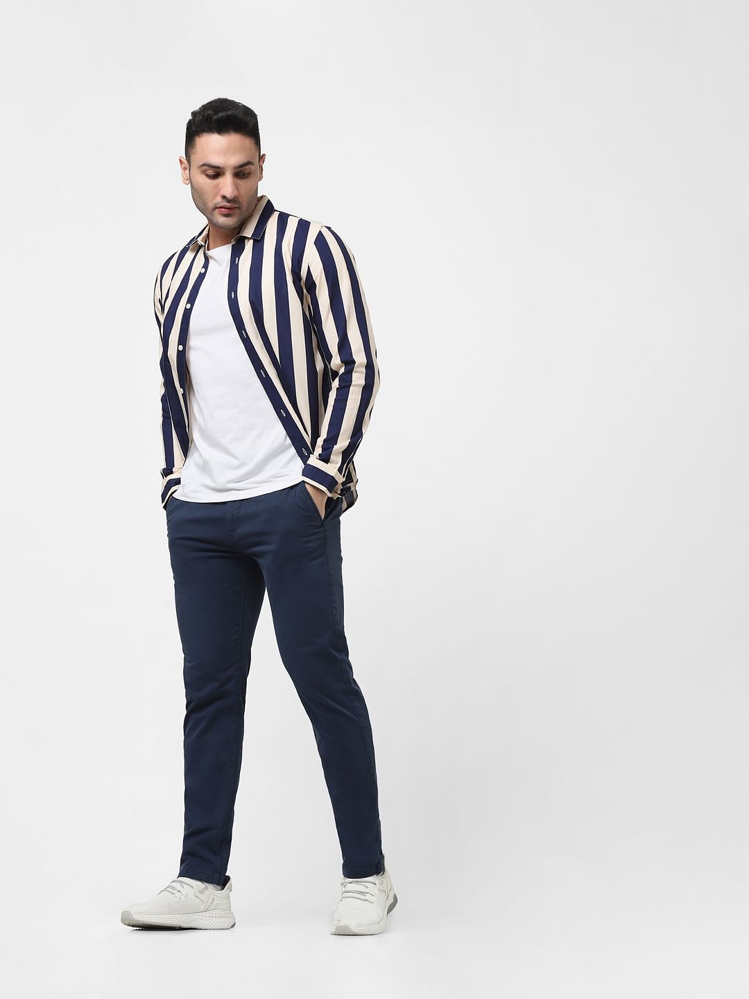 Dark Blue Mid Rise Chinos - 28/30