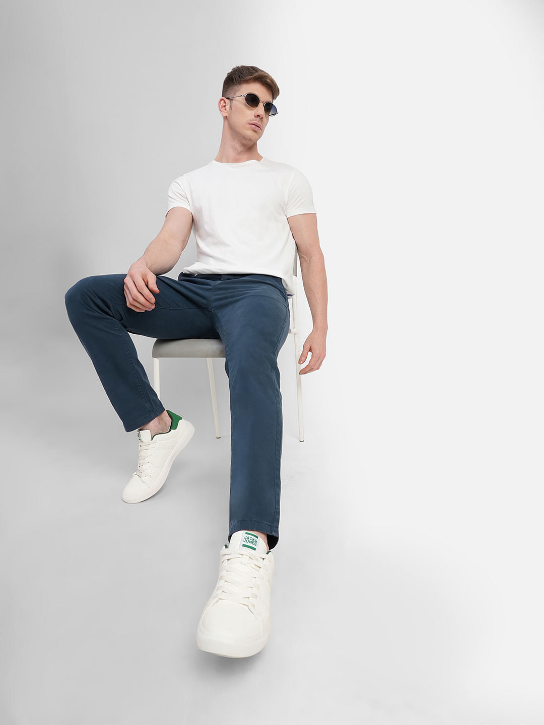 Blue Mid Rise Chinos - 28/30