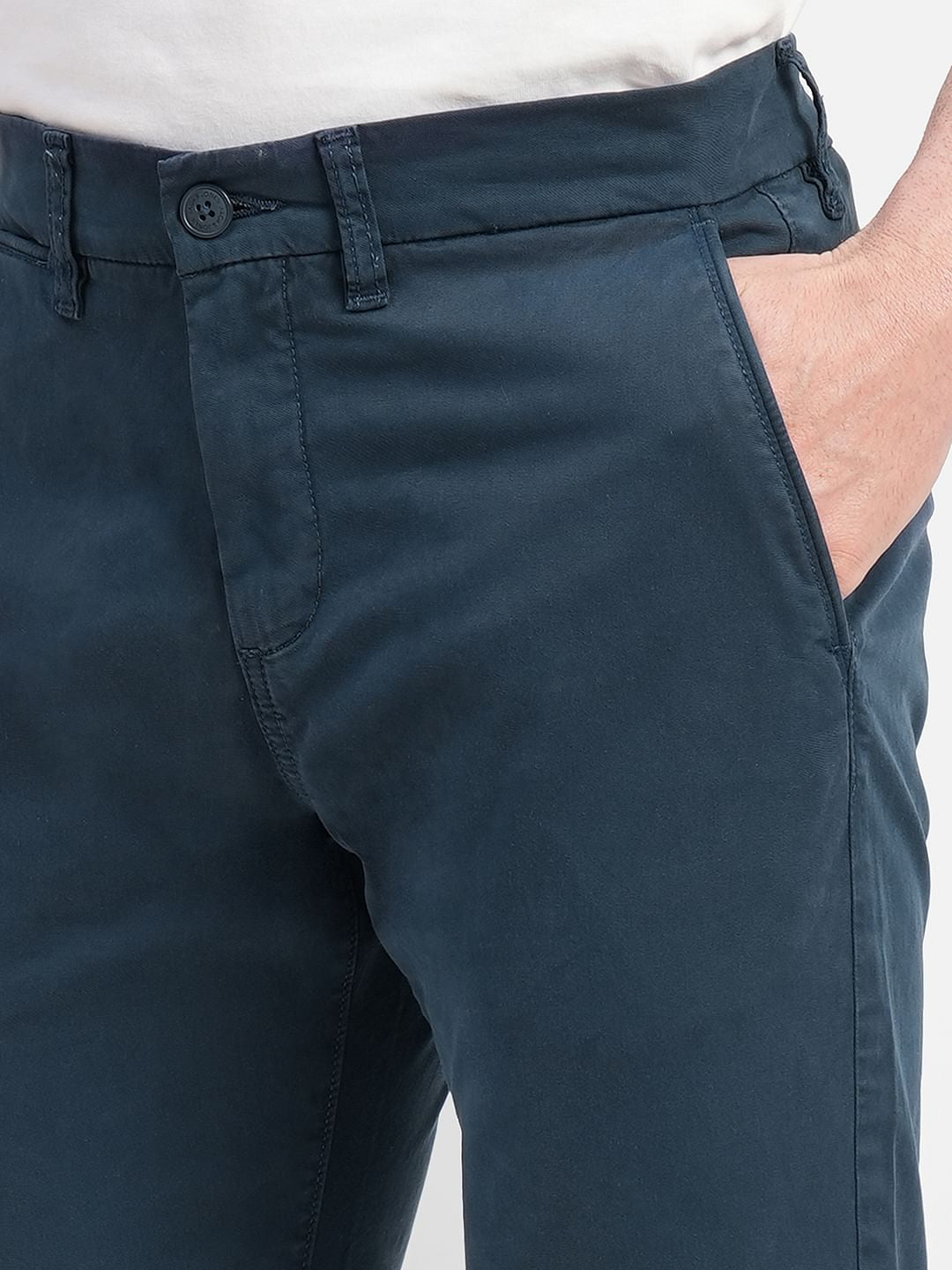 Blue Mid Rise Chinos