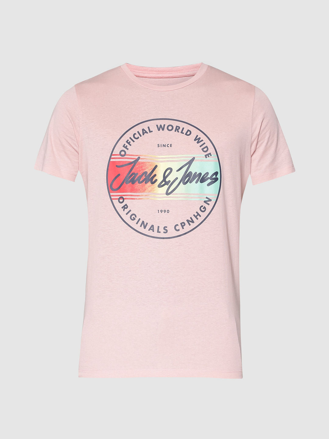 Pink Logo Print Slim Fit Crew Neck T-Shirt