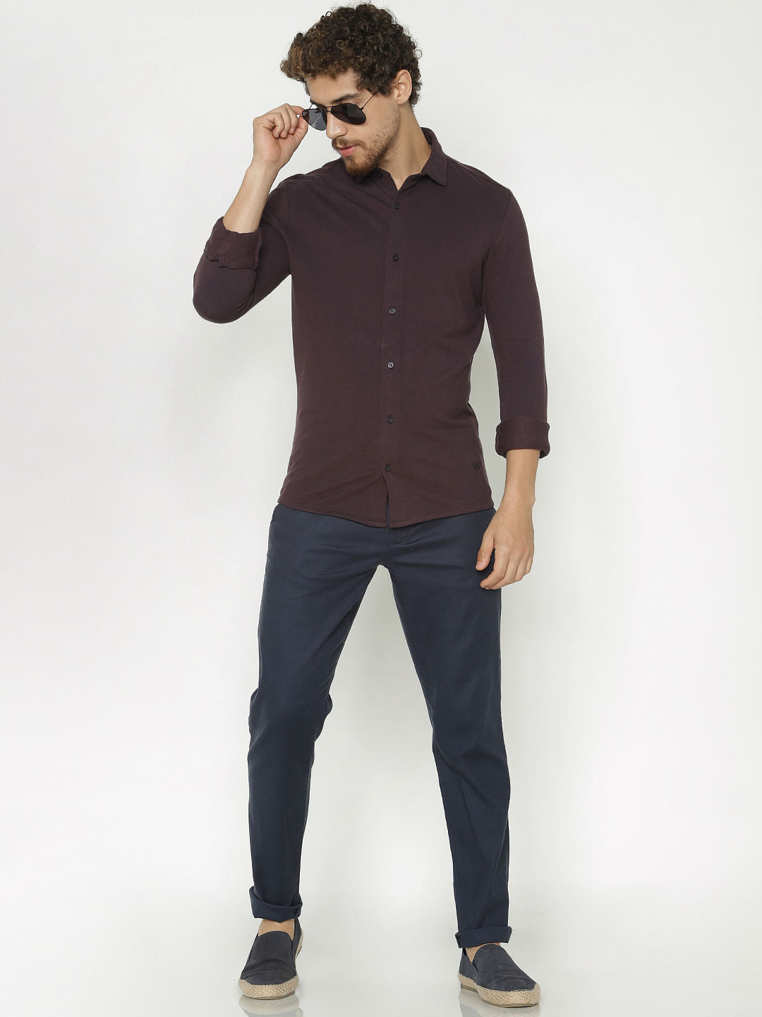 Burgundy Slim Fit Full Sleeves Shirt