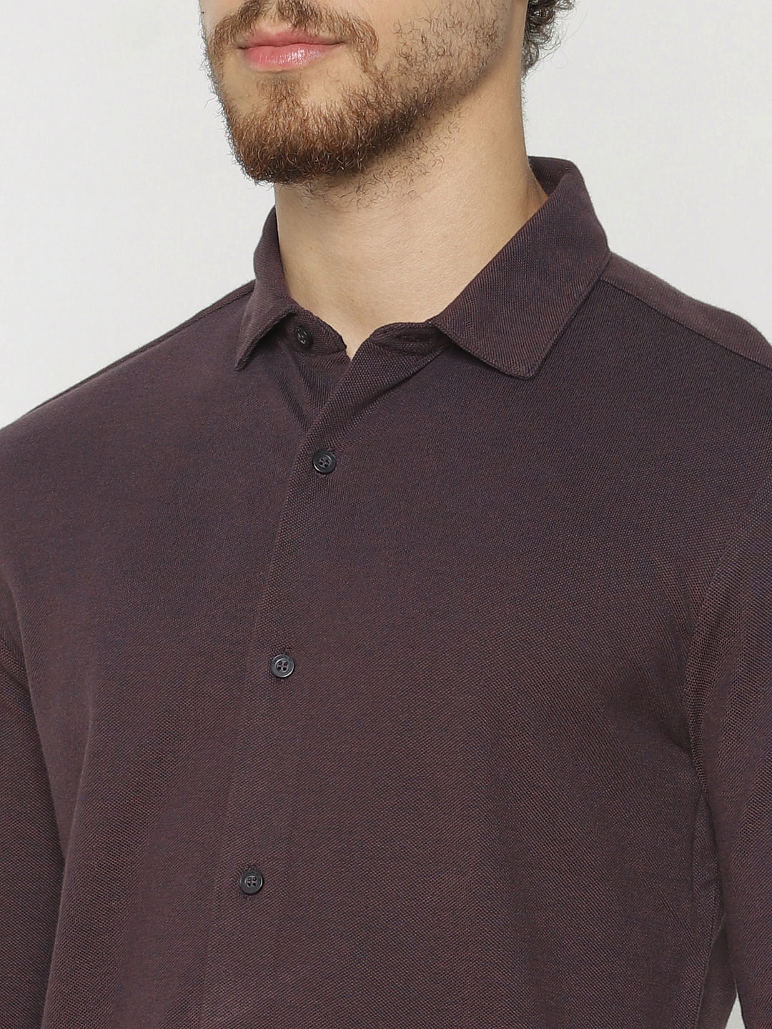Burgundy Slim Fit Full Sleeves Shirt