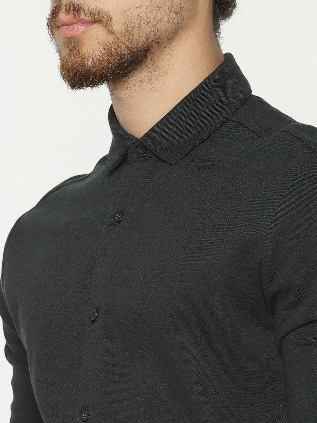Dark Green Slim Fit Full Sleeves Shirt