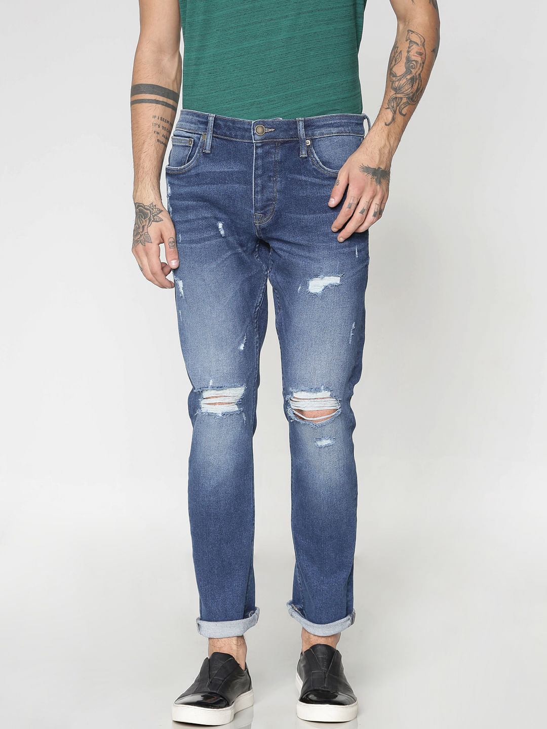 Blue Ripped Glenn Slim Fit Jeans - 28/30