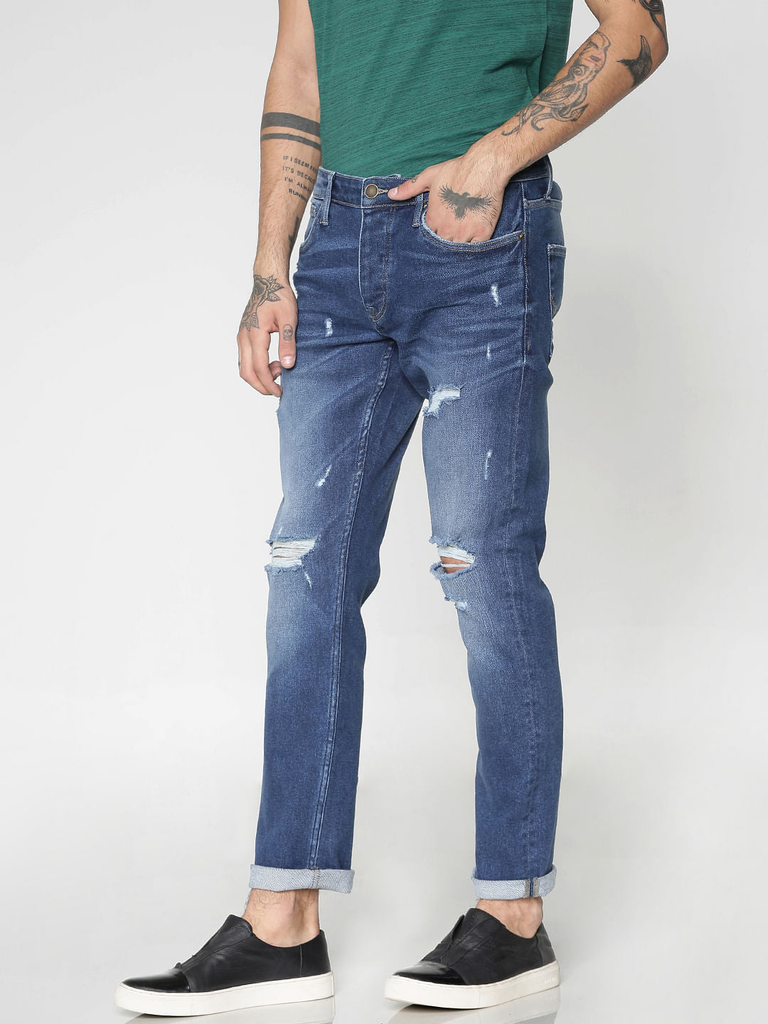 Blue Ripped Glenn Slim Fit Jeans