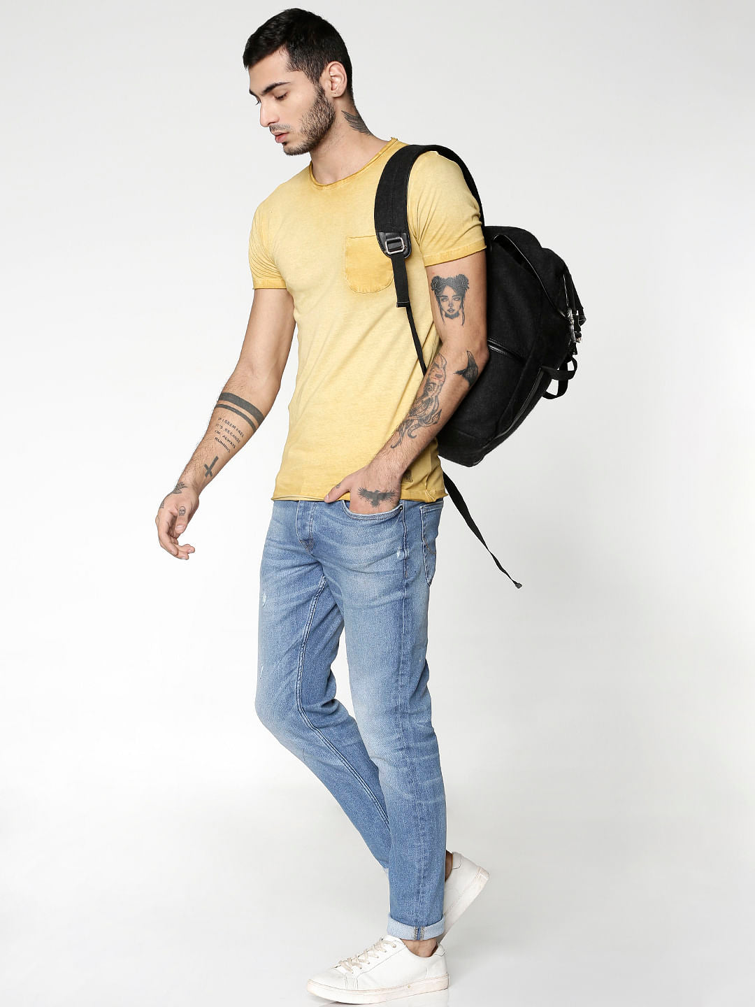 Brown Washed Slim Fit Crew Neck T-Shirt
