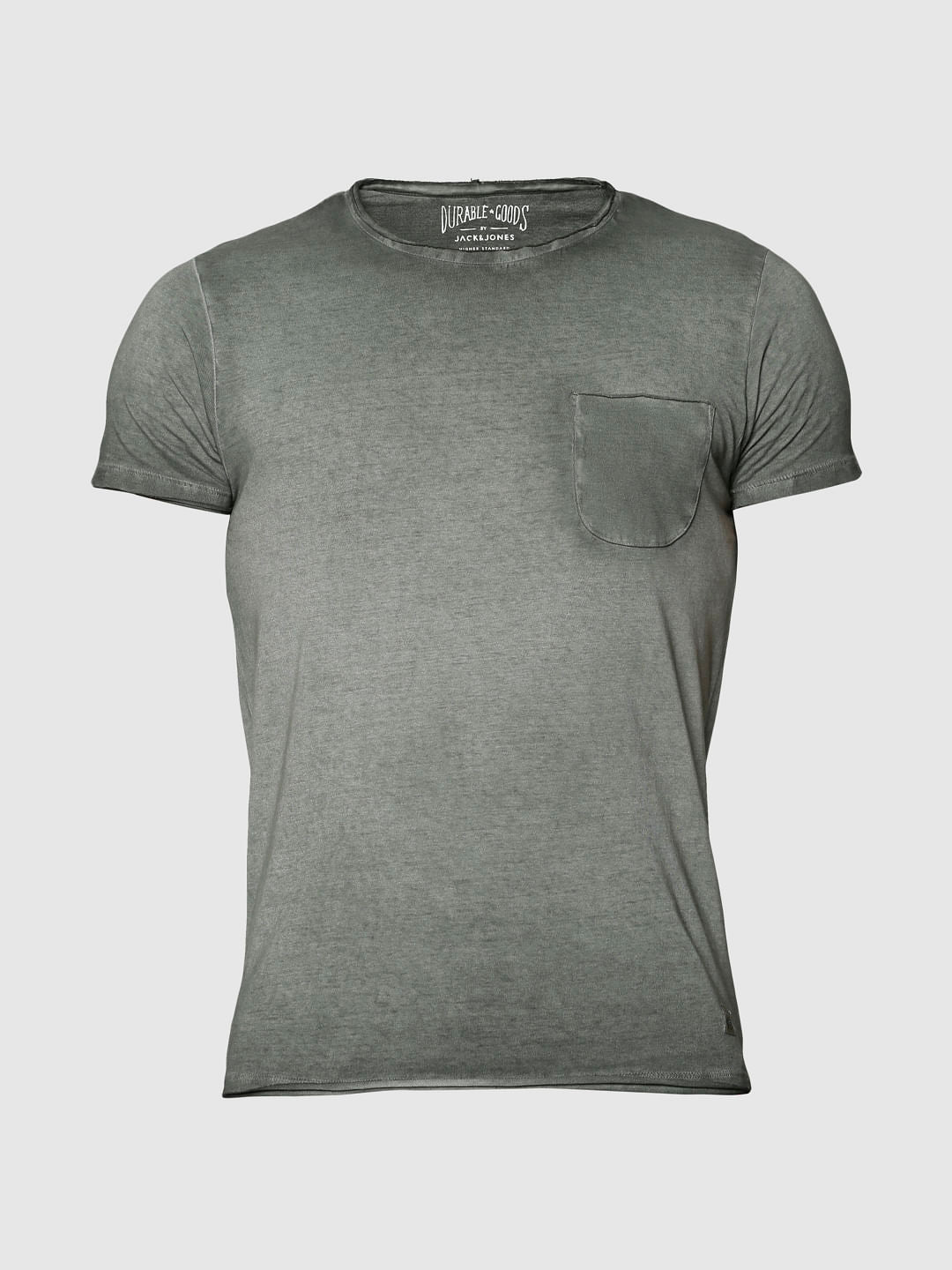 Green Washed Slim Fit Crew Neck T-Shirt