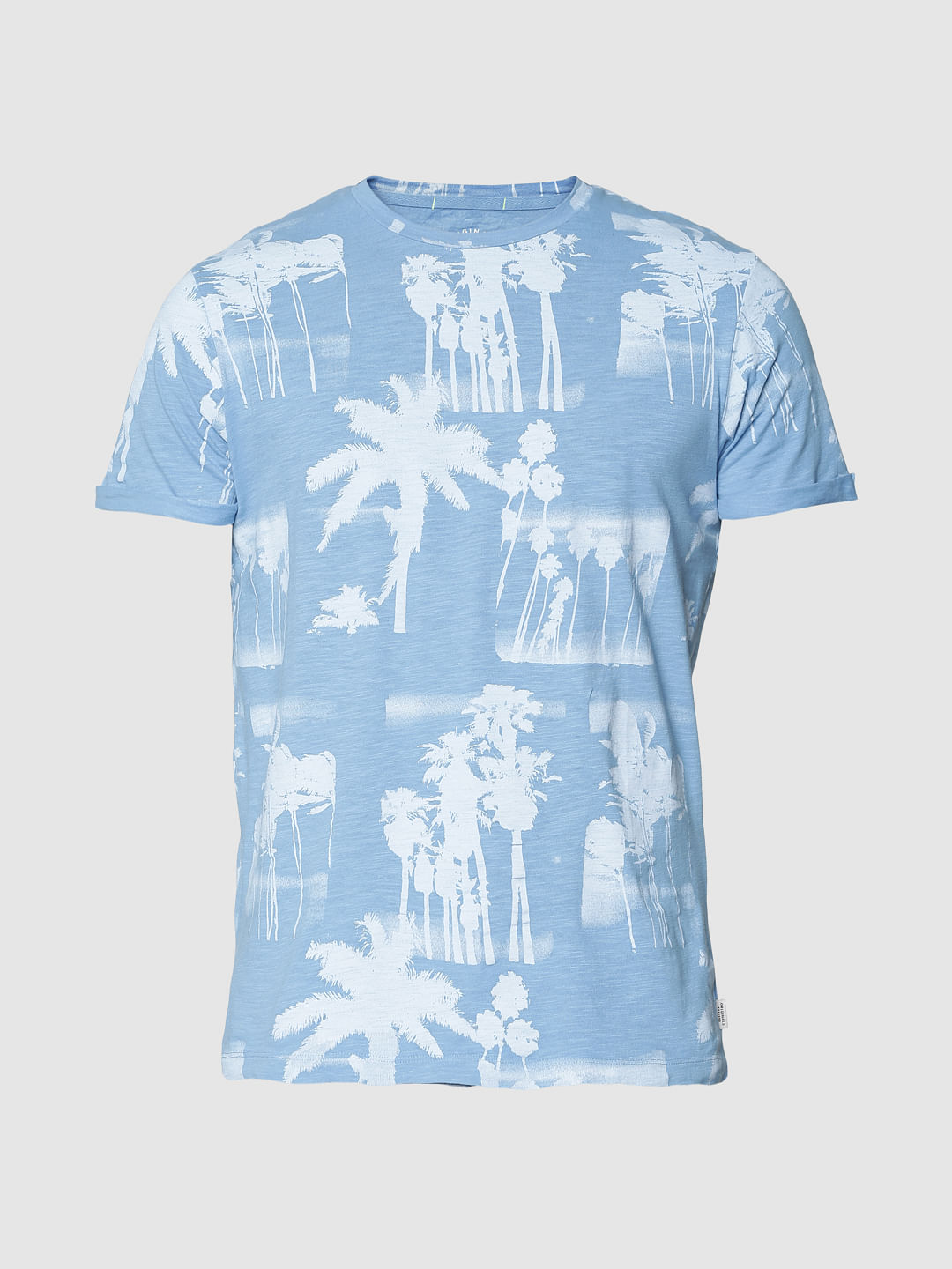 Blue All Over Print Crew Neck T-Shirt