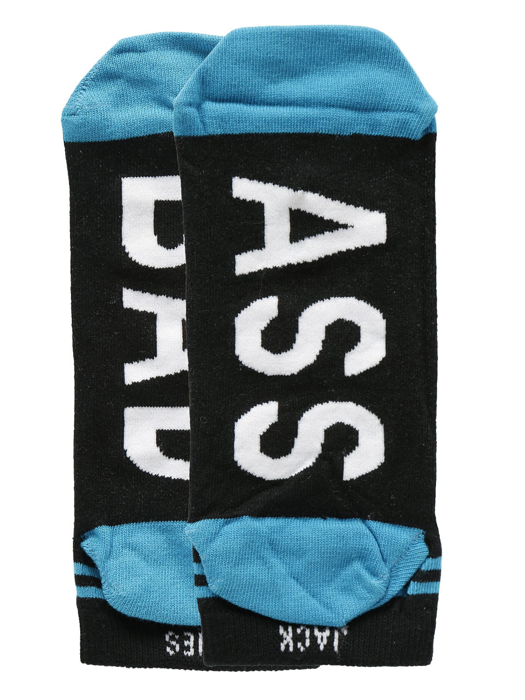 Black Text Print Ankle Length Socks