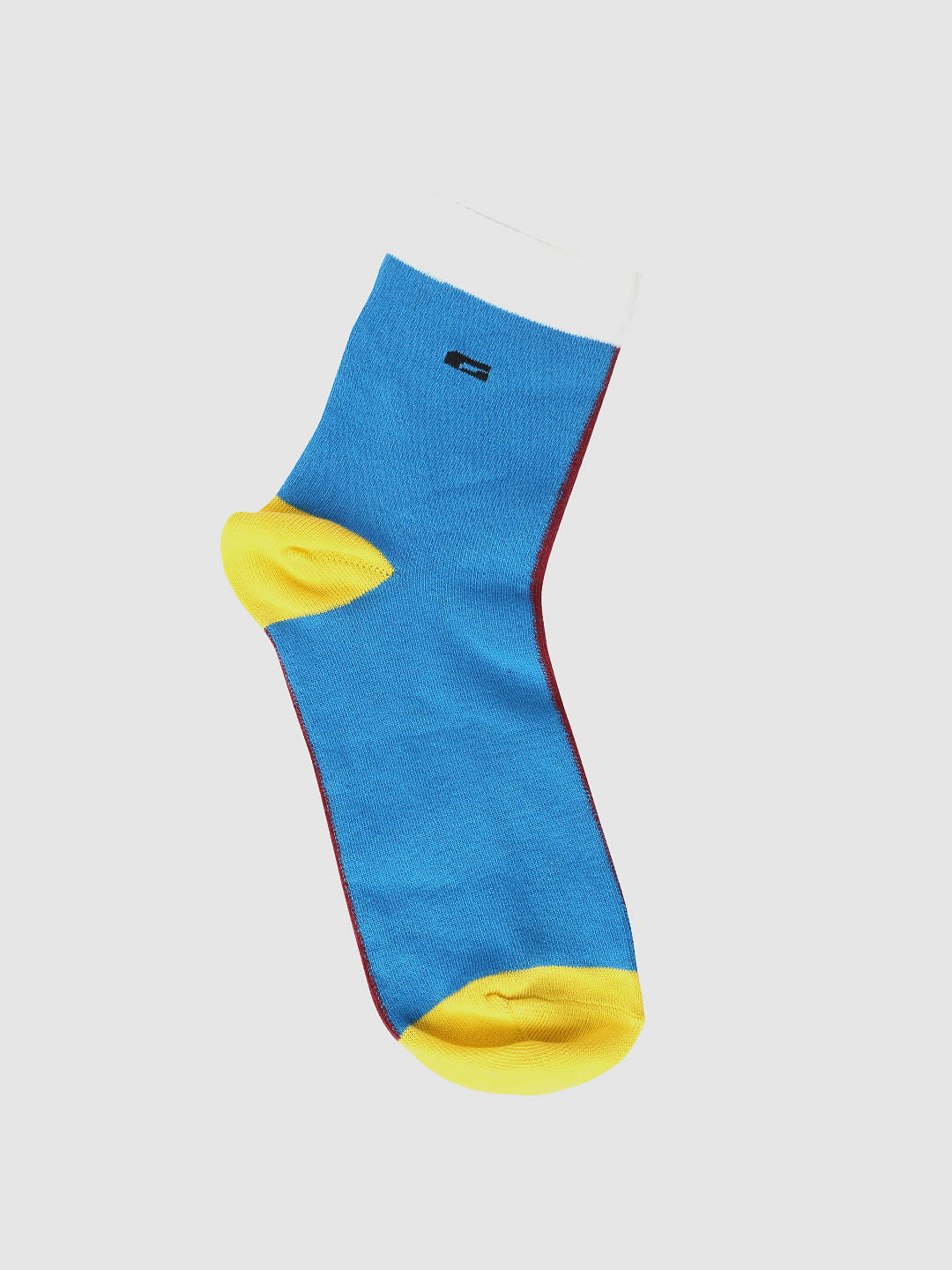 White Colour Blocked Mid Calf Length Socks - ONE