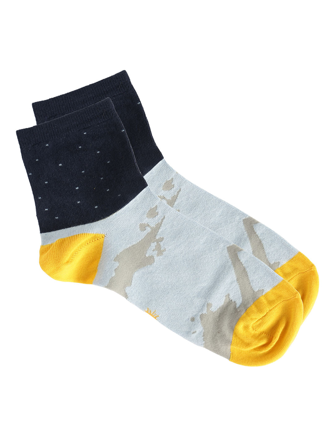 Blue Colourblocked Mid Calf Length Socks - ONE