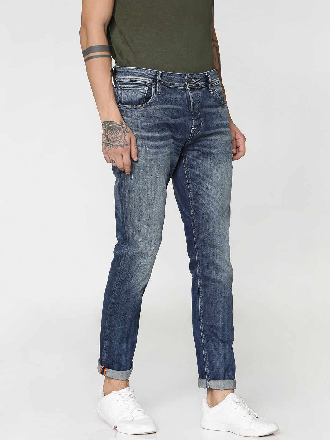 Blue Heavily Washed Tim Anti Fit Jeans