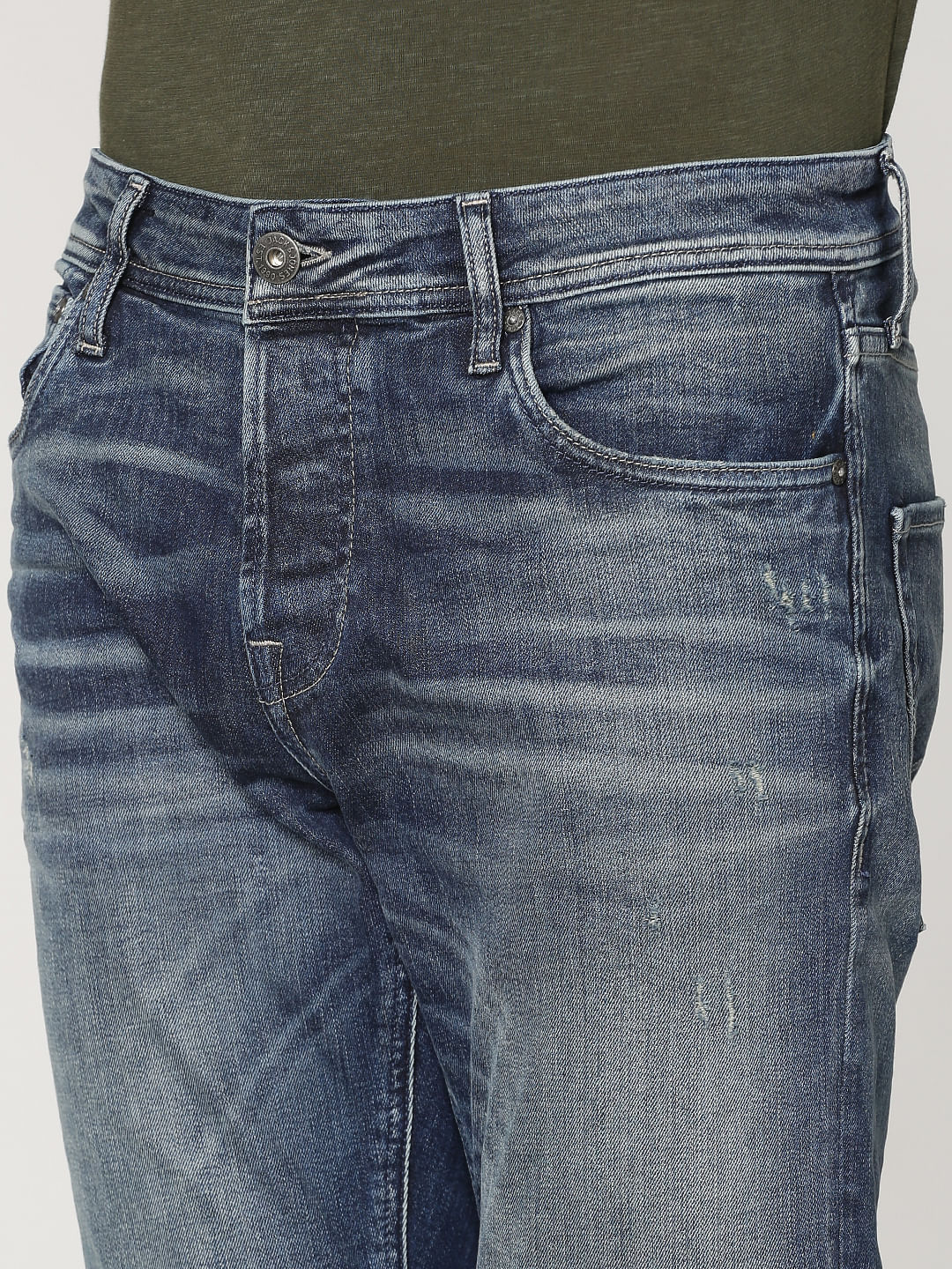 Blue Heavily Washed Tim Anti Fit Jeans