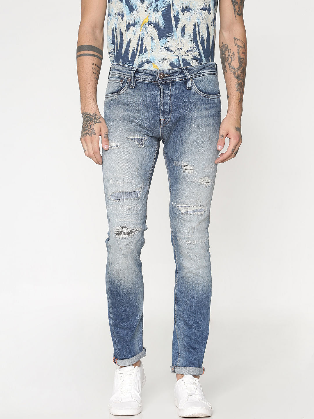 Light Blue Ripped Ben Skinny Fit Jeans - 28/30