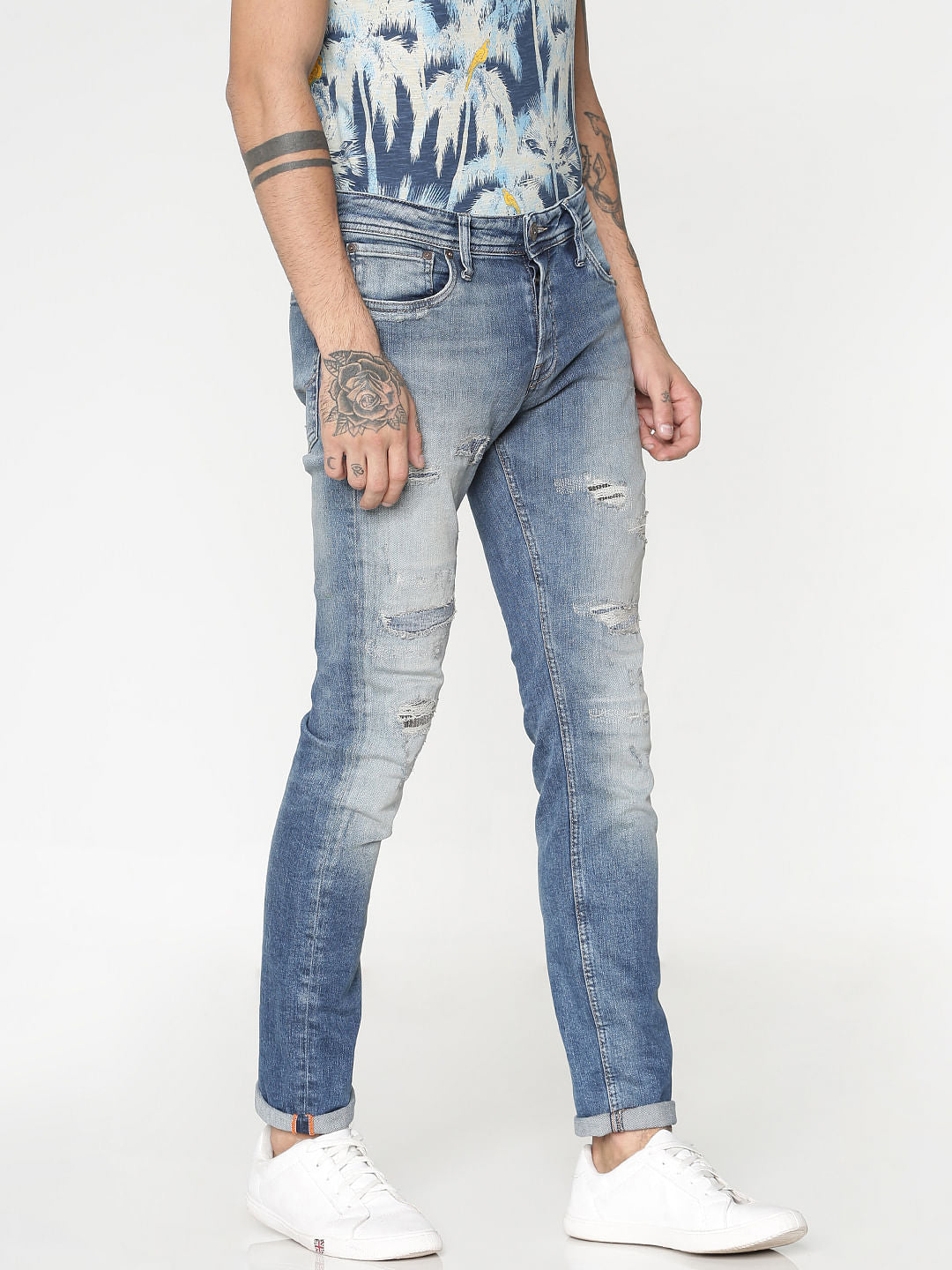 Light Blue Ripped Ben Skinny Fit Jeans