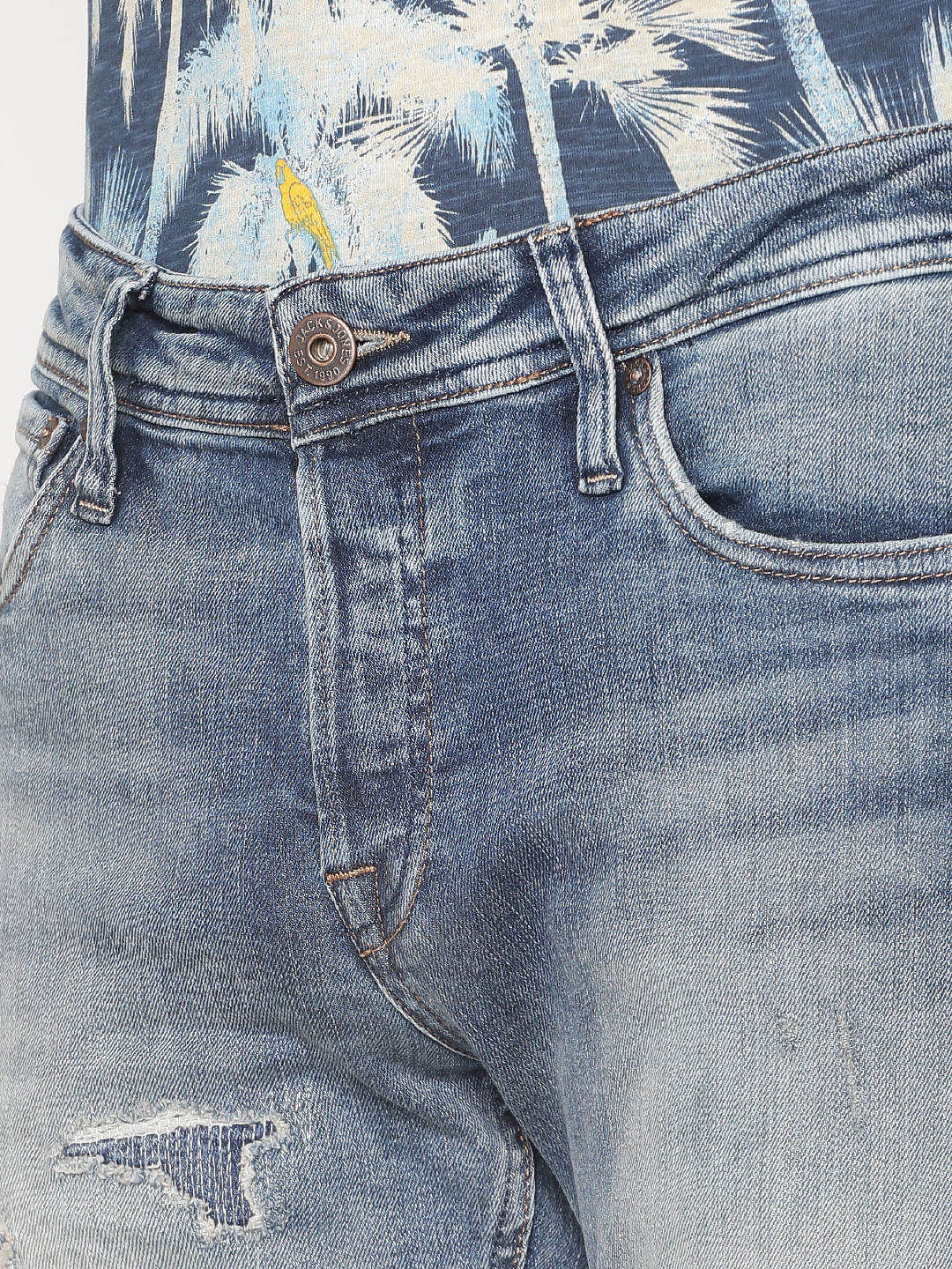 Light Blue Ripped Ben Skinny Fit Jeans