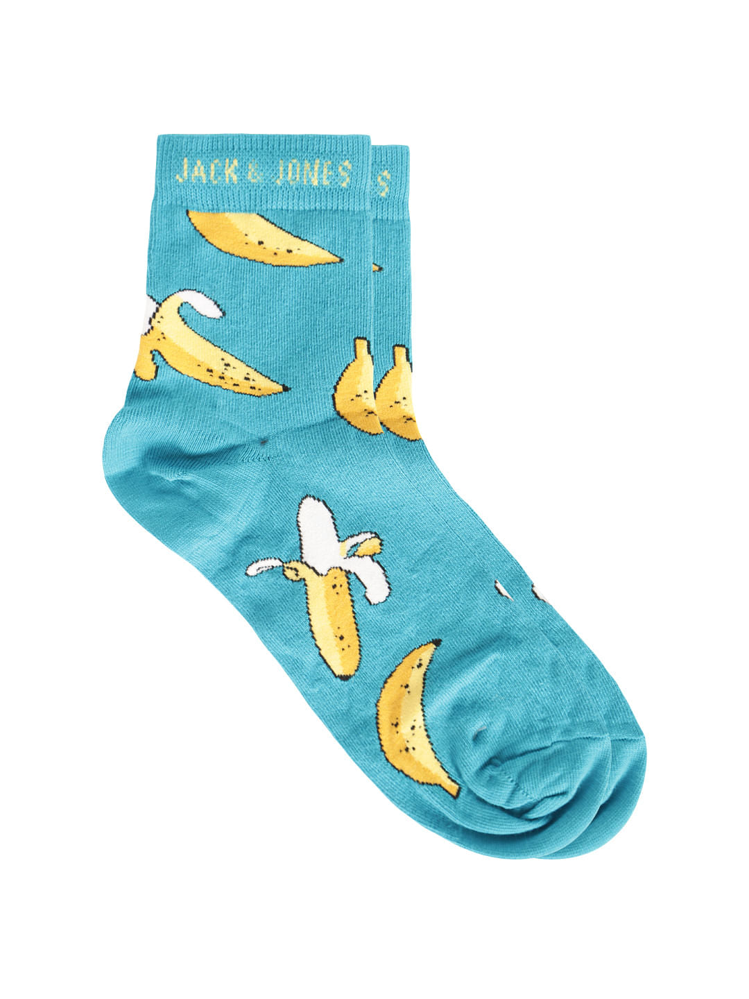 Blue Banana Print Mid Calf Length Socks - ONE