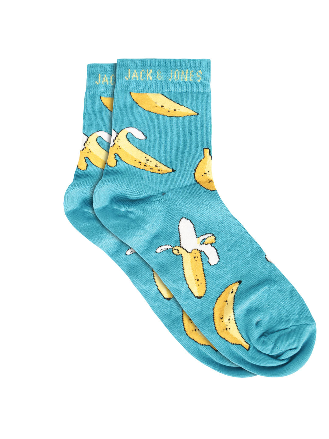 Blue Banana Print Mid Calf Length Socks