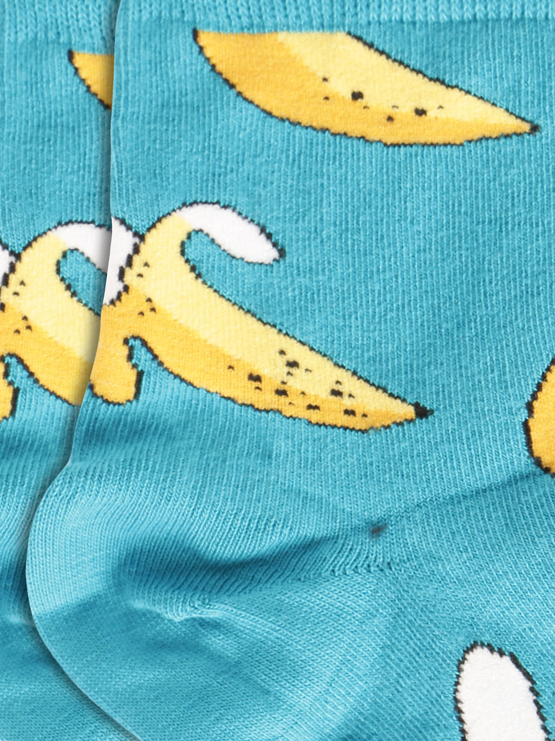 Blue Banana Print Mid Calf Length Socks