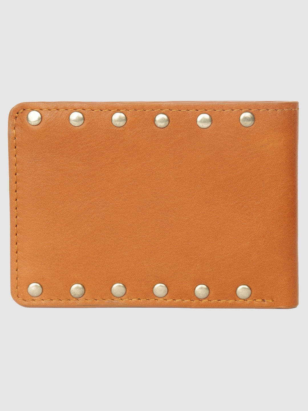 Tan Studded Leather Wallet - ONE
