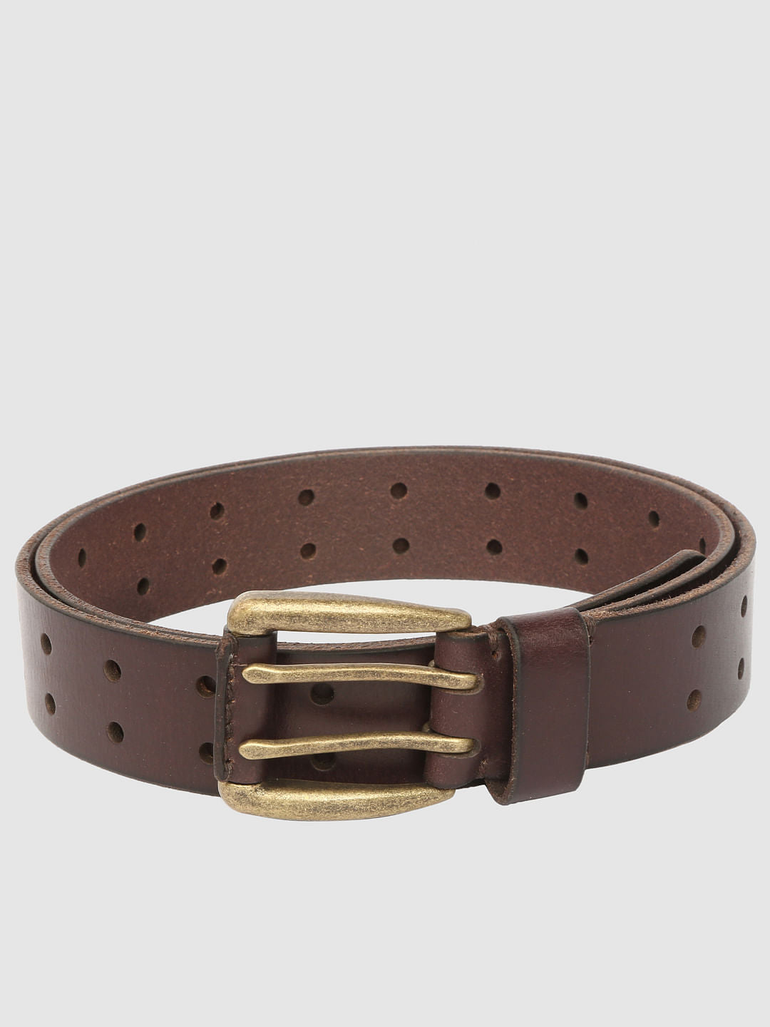 Brown All Over Perforated Leather Belt