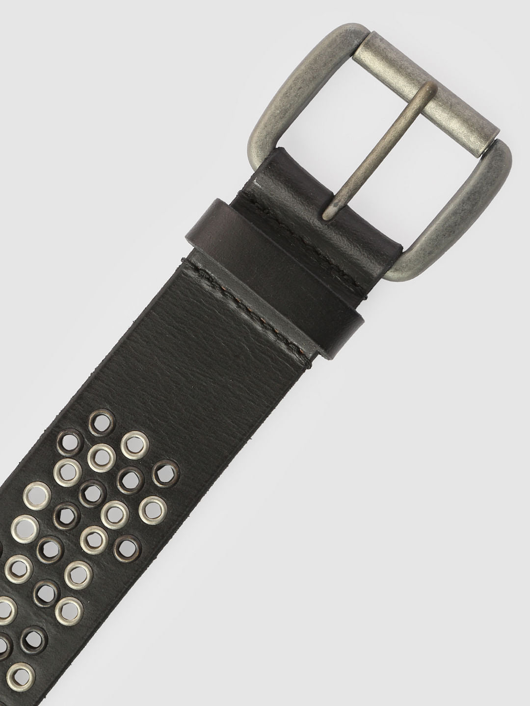 Black All Over Perforated Leather Belt