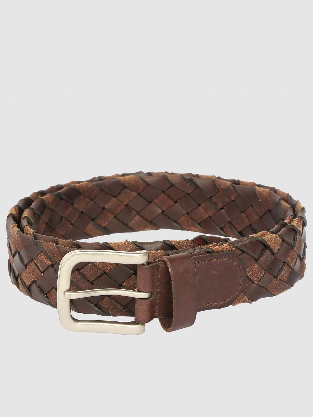 Brown Pleated Leather Belt
