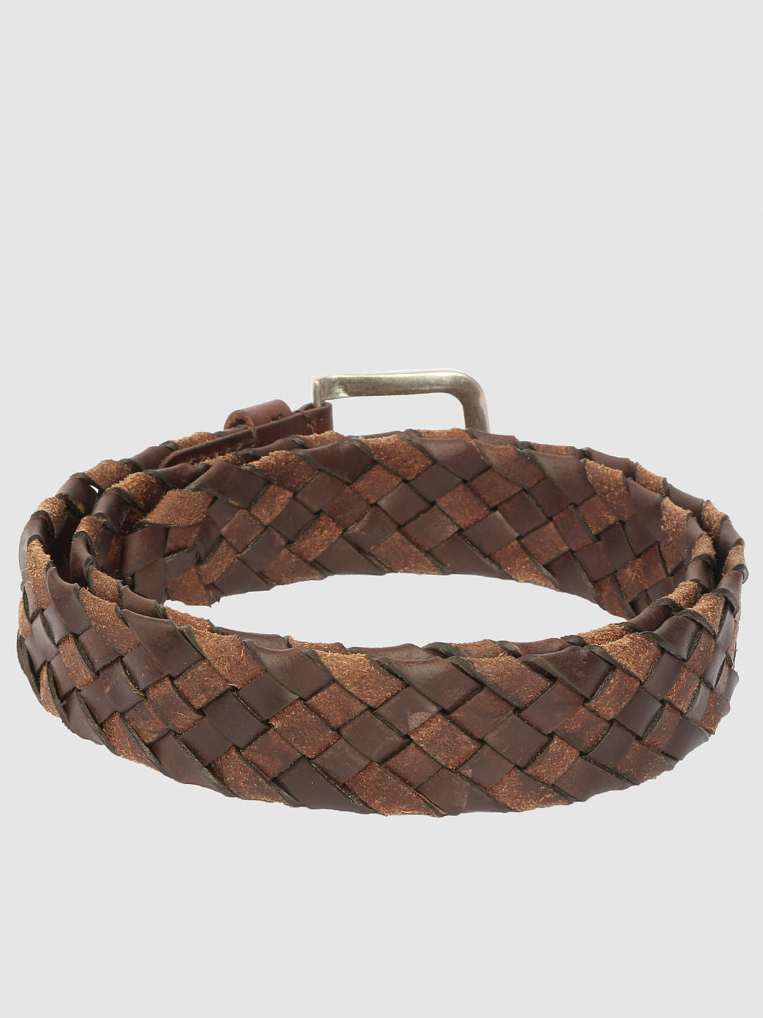 Brown Pleated Leather Belt